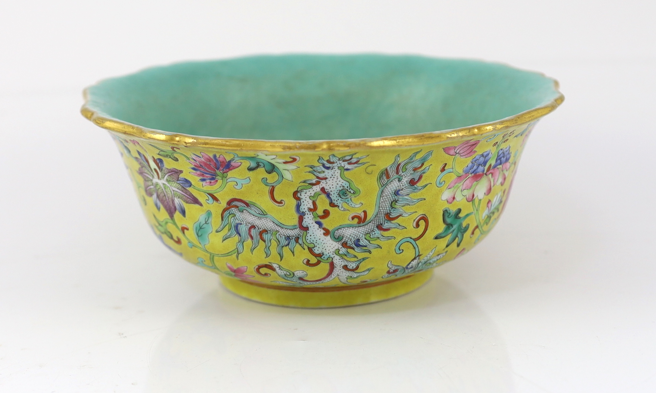 A Chinese yellow ground ‘phoenix’ bowl, Daoguang mark and of the period (1821-50)